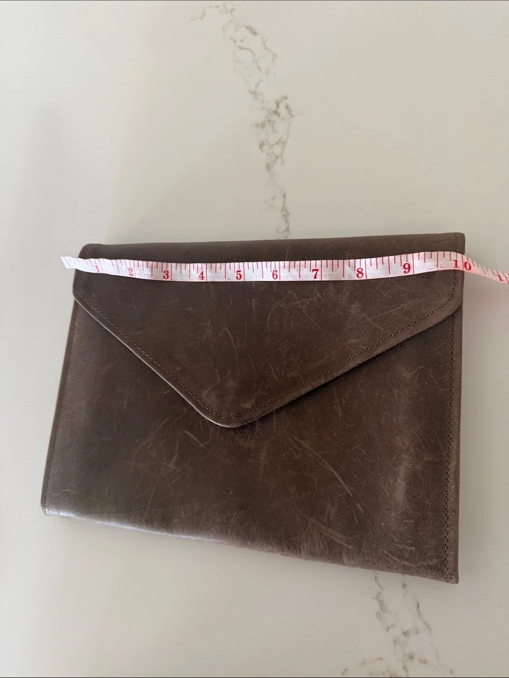 Sleek Brown Leather Envelope Clutch
